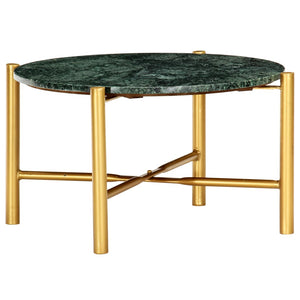 vidaXL Coffee Table Real Stone with Marble Texture Table Furniture Green/White-14