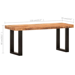 vidaXL Bench 43.3" Solid Rough Mango Wood and Steel-0