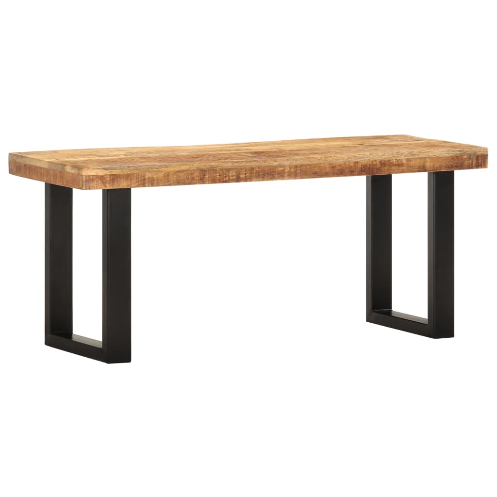 vidaXL Bench 43.3" Solid Rough Mango Wood and Steel-6