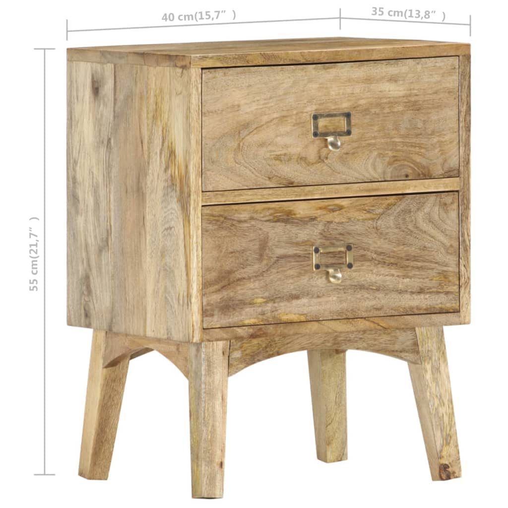 vidaXL Bedside Cabinet 15.7"x13.8"x21.7" Solid Mango Wood-7