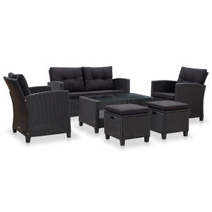 vidaXL Patio Sofa Outdoor Conversation Set with Cushions 6 Piece PE Rattan-6