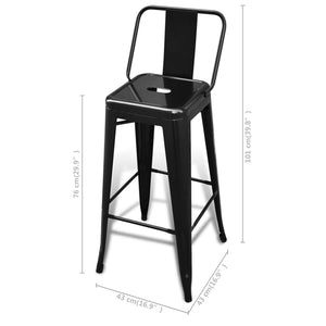 vidaXL Bar Stool Bar Seat Counter Height Island Stool for Pub Kitchen Steel-5