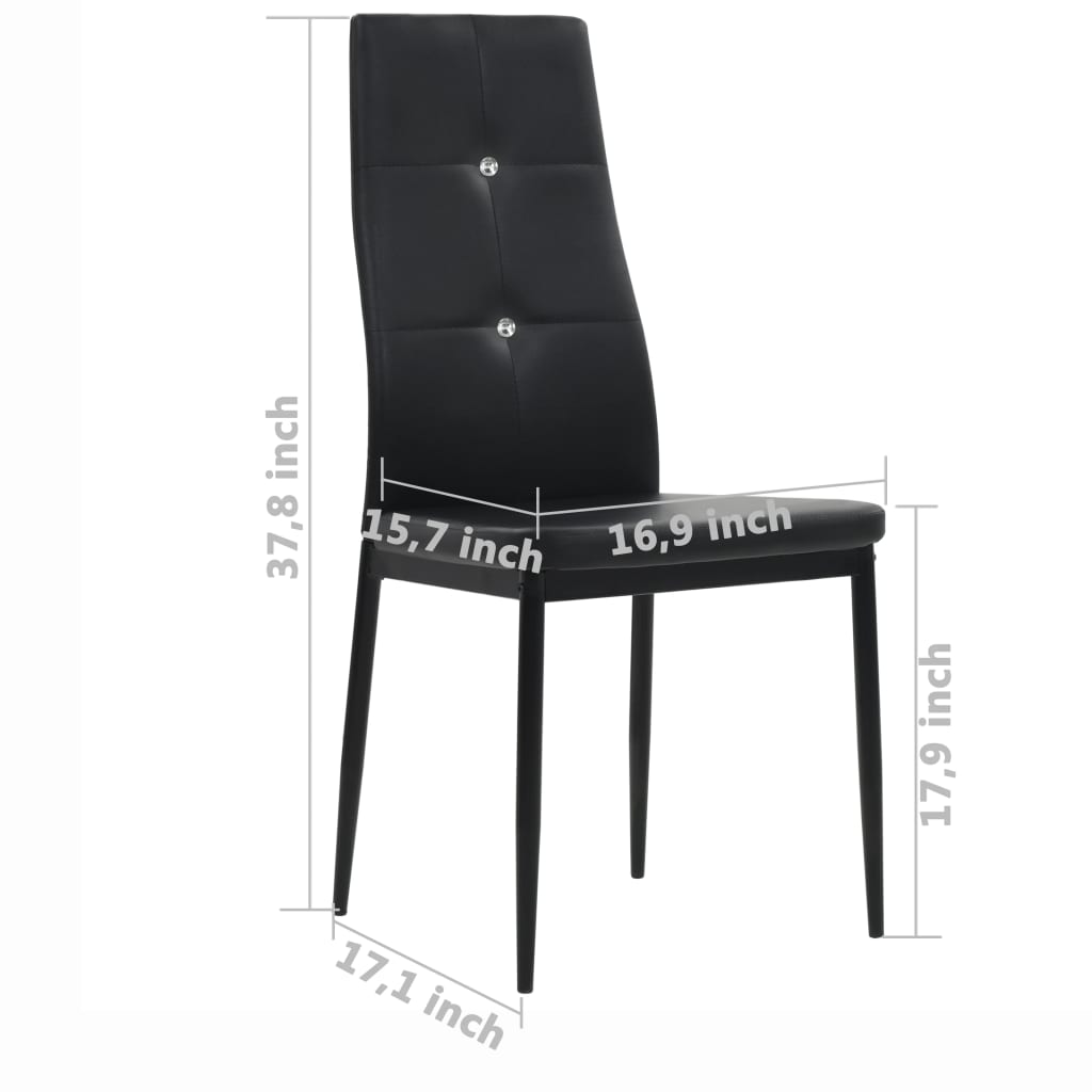 vidaXL Dining Chairs Kitchen Chair for Home Dining Room Black Faux Leather-56