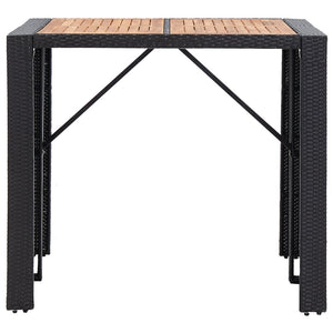 vidaXL 5 Piece Patio Bar Set Poly Rattan and Acacia Wood Black-11