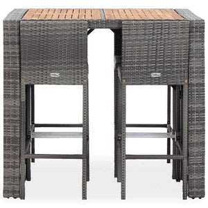 vidaXL 5 Piece Patio Bar Set Poly Rattan and Acacia Wood Black-19