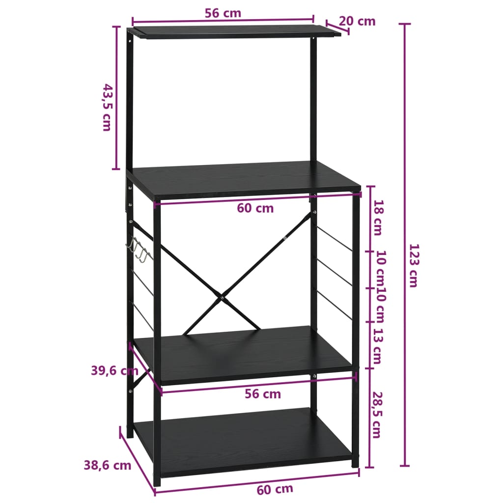 vidaXL Microwave Cabinet Kitchen Household Baker Shelf Holder Engineered Wood-11