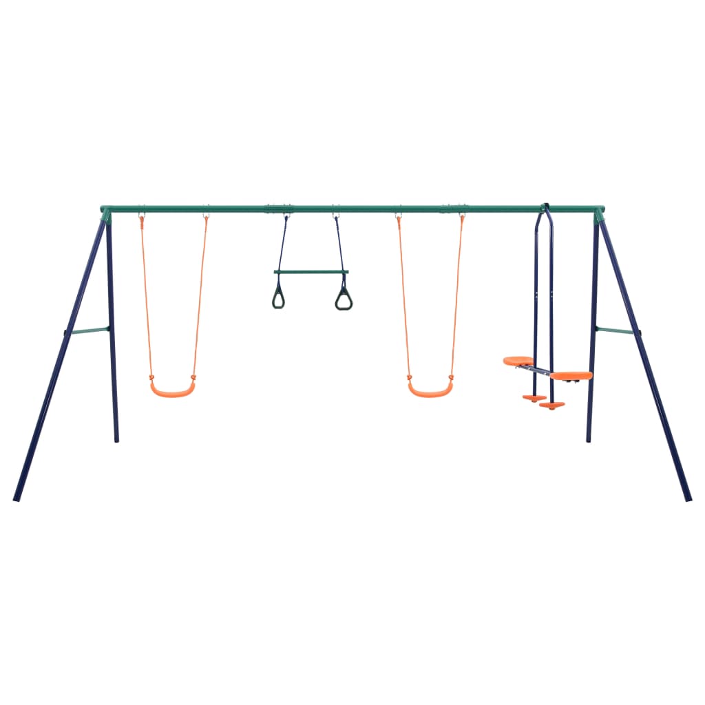 vidaXL Swing Set with Gymnastic Rings and 4 Seats Steel-1