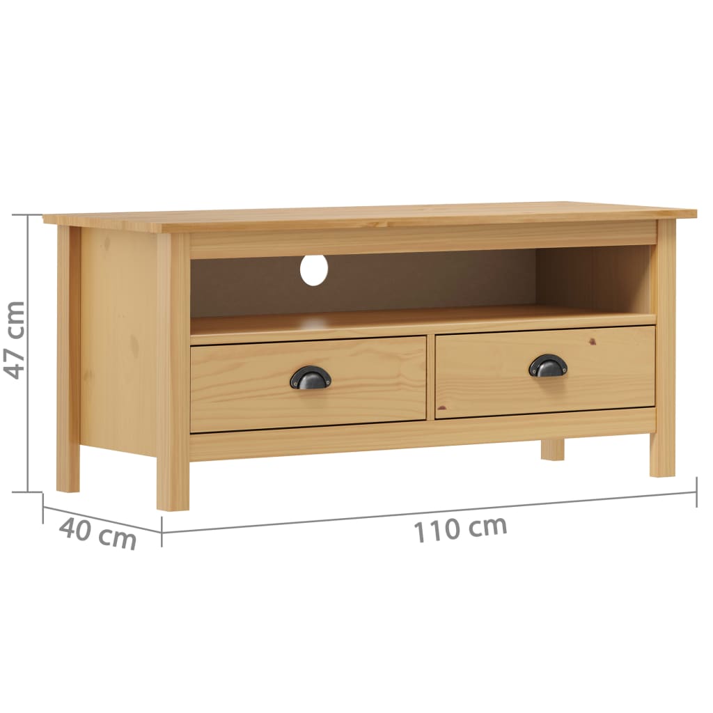 vidaXL TV Stand Hill Honey Brown 43.3"x15.7"x18.5" Solid Pine Wood-5