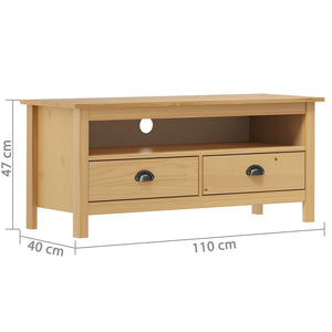 vidaXL TV Stand Hill Honey Brown 43.3"x15.7"x18.5" Solid Pine Wood-11