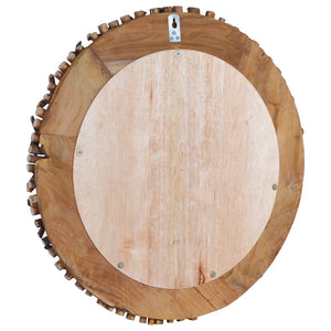 vidaXL Decorative Mirror Wall Mirror Bathroom Mirror Solid Teak Wood Round-12