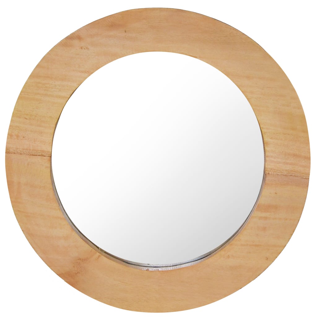 vidaXL Decorative Mirror Wall Mirror Bathroom Mirror Solid Teak Wood Round-0