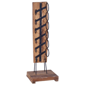 vidaXL Wine Rack for 6 Bottles 13.8"x13.8"x39.4" Solid Teak Wood-0