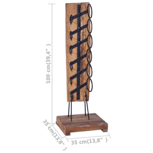 vidaXL Wine Rack for 6 Bottles 13.8"x13.8"x39.4" Solid Teak Wood-5