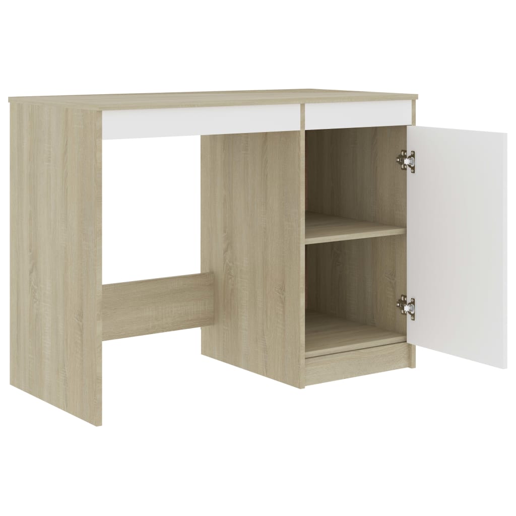 vidaXL Desk Computer Desk Office Desk Workstation with Shelves Engineered Wood-28