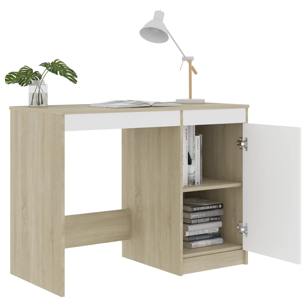 vidaXL Desk Computer Desk Office Desk Workstation with Shelves Engineered Wood-40