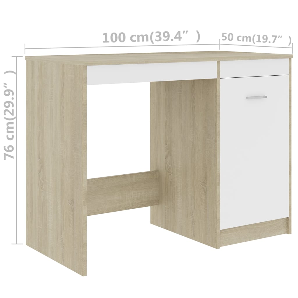 vidaXL Desk Computer Desk Office Desk Workstation with Shelves Engineered Wood-52