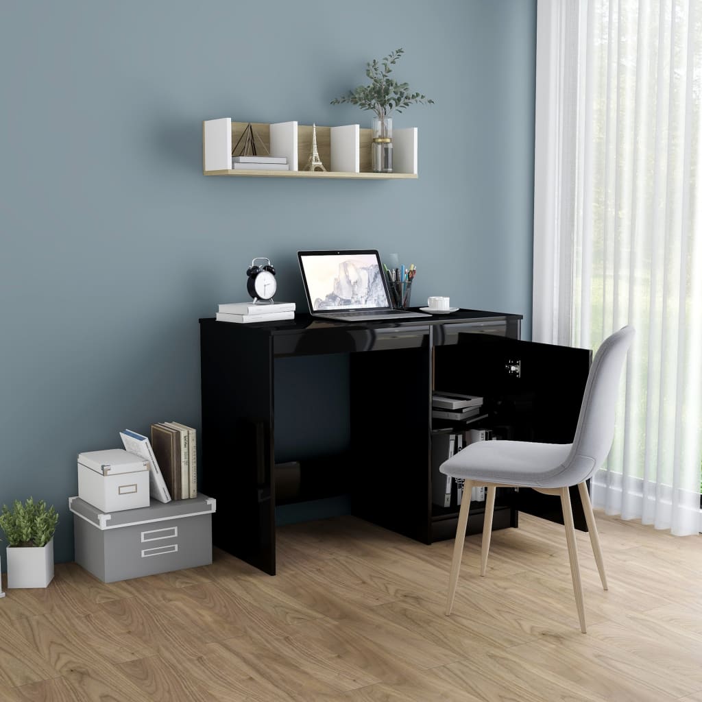 vidaXL Desk Computer Desk Office Desk Workstation with Shelves Engineered Wood-7