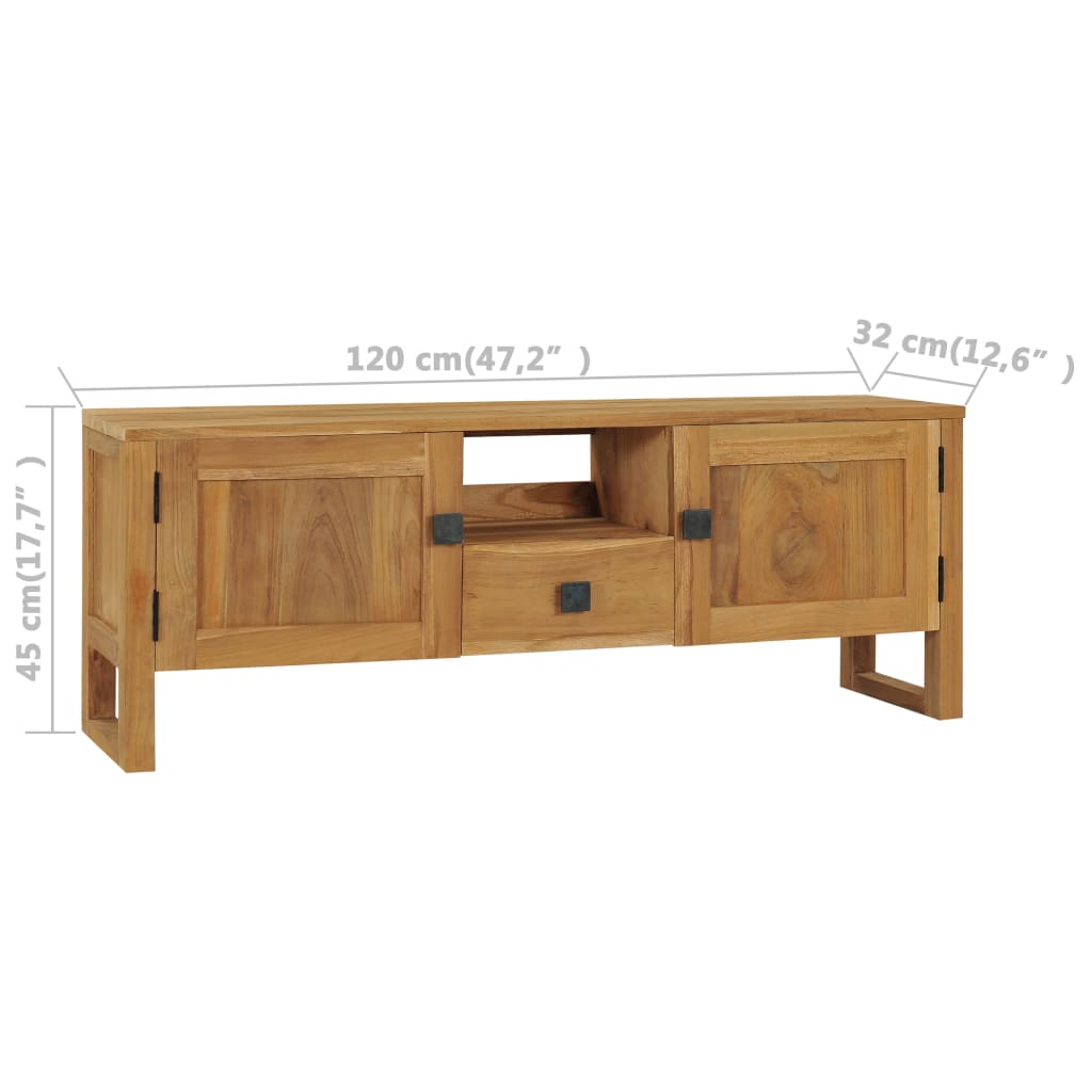 vidaXL TV Stand 47.2"x12.6"x17.7" Solid Wood Teak-7