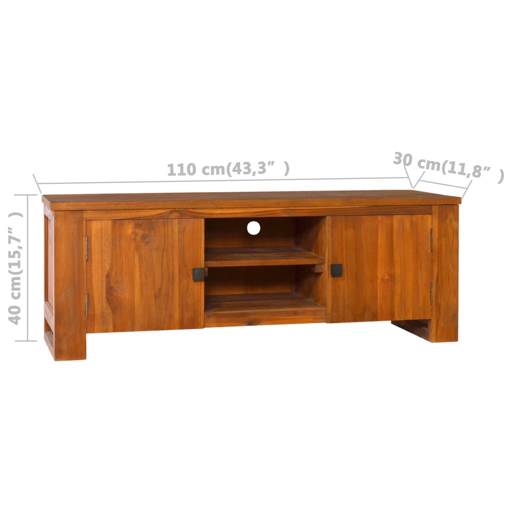 vidaXL TV Stand 43.3"x11.8"x15.7" Solid Wood Teak-8