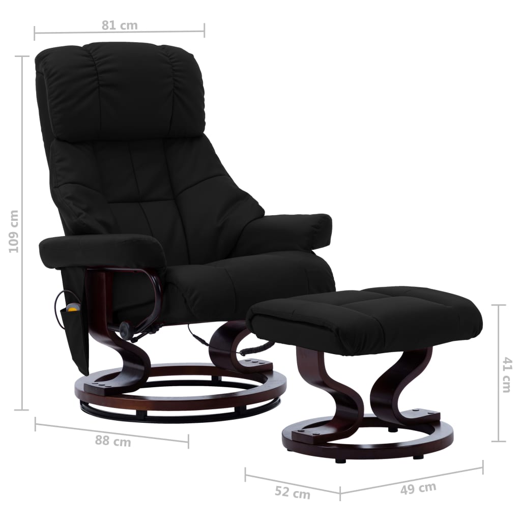 vidaXL Massage Recliner Swiveling Recliner Chair Faux Leather and Bentwood-3