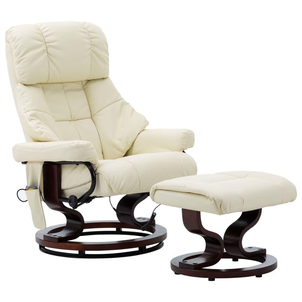 vidaXL Massage Recliner Swiveling Recliner Chair Faux Leather and Bentwood-10