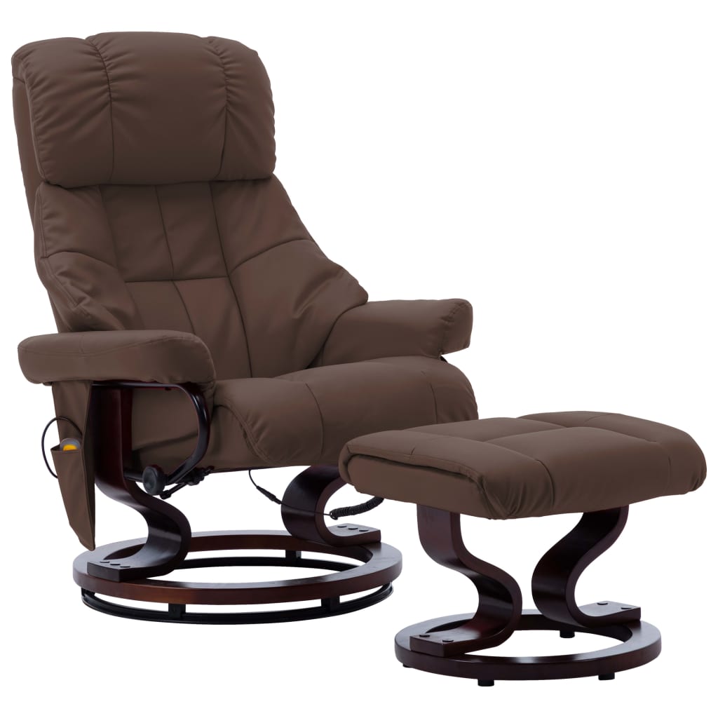 vidaXL Massage Recliner Swiveling Recliner Chair Faux Leather and Bentwood-12