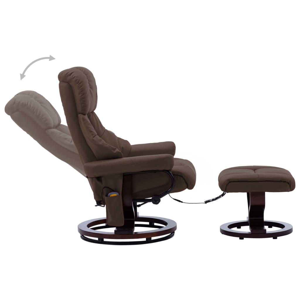 vidaXL Massage Recliner Swiveling Recliner Chair Faux Leather and Bentwood-6