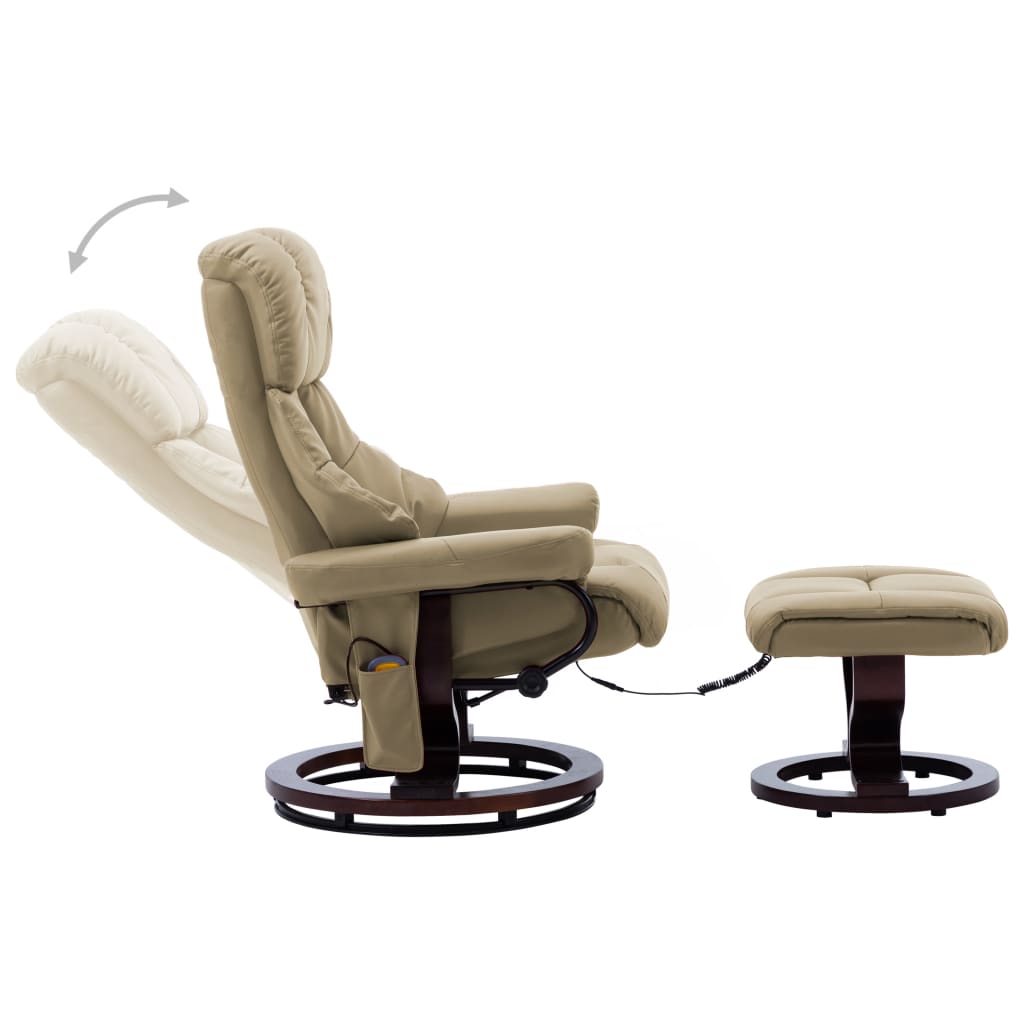 vidaXL Massage Recliner Swiveling Recliner Chair Faux Leather and Bentwood-17