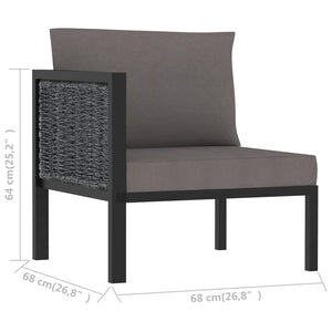 vidaXL Sectional Corner Sofa with Right Armrest Poly Rattan Anthracite-4