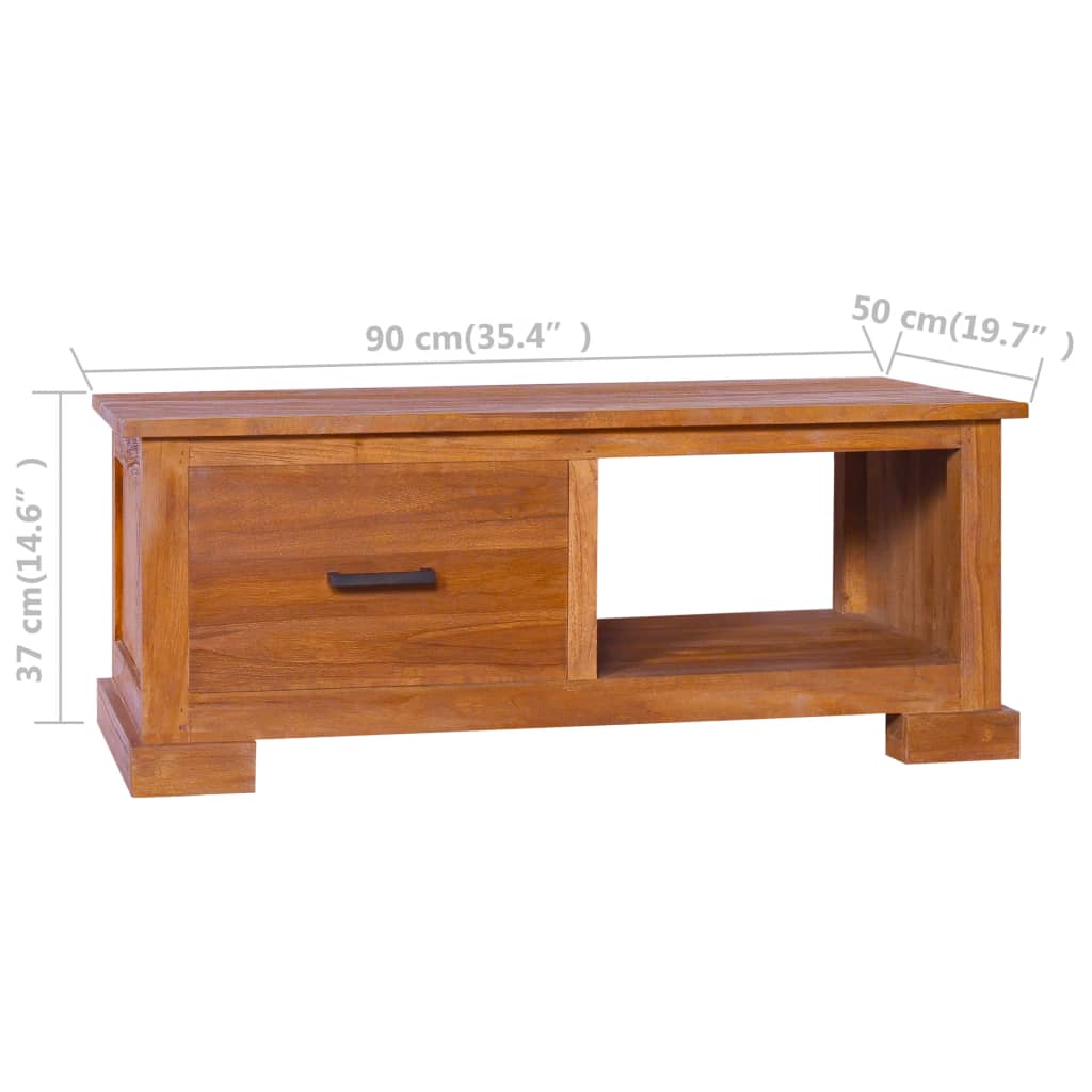 vidaXL TV Stand 35.4"x19.7"x14.6" Solid Wood Teak-7