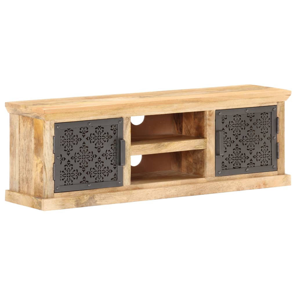 vidaXL TV Stand with Steel Doors 47.2"x11.8"x15.7" Solid Wood Mango-10