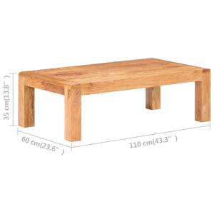 vidaXL Coffee Table 43.3"x23.6"x13.8" Solid Acacia Wood in Honey Finish-5