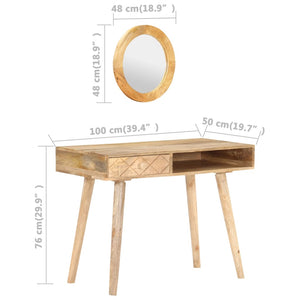 vidaXL Dressing Table 39.4"x19.7"x29.9" Solid Mango Wood-12
