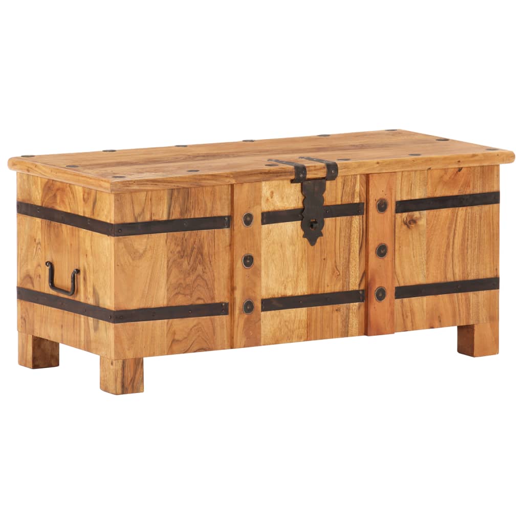 vidaXL Solid Wood Acacia Chest Storage Unit Box Cabinet Dark Brown/Light Brown-0
