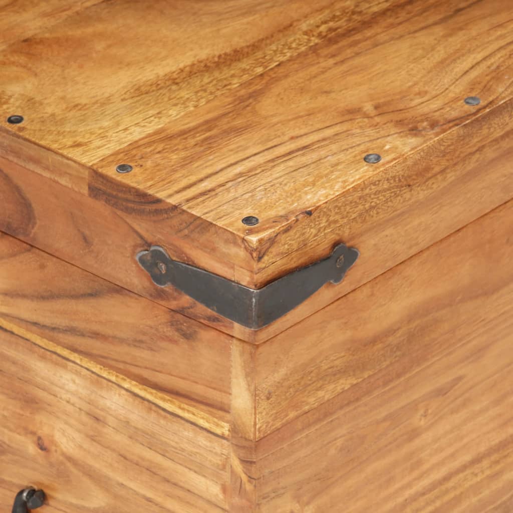 vidaXL Solid Wood Acacia Chest Storage Unit 15.7"/35.4" Dark Brown/Light Brown-16