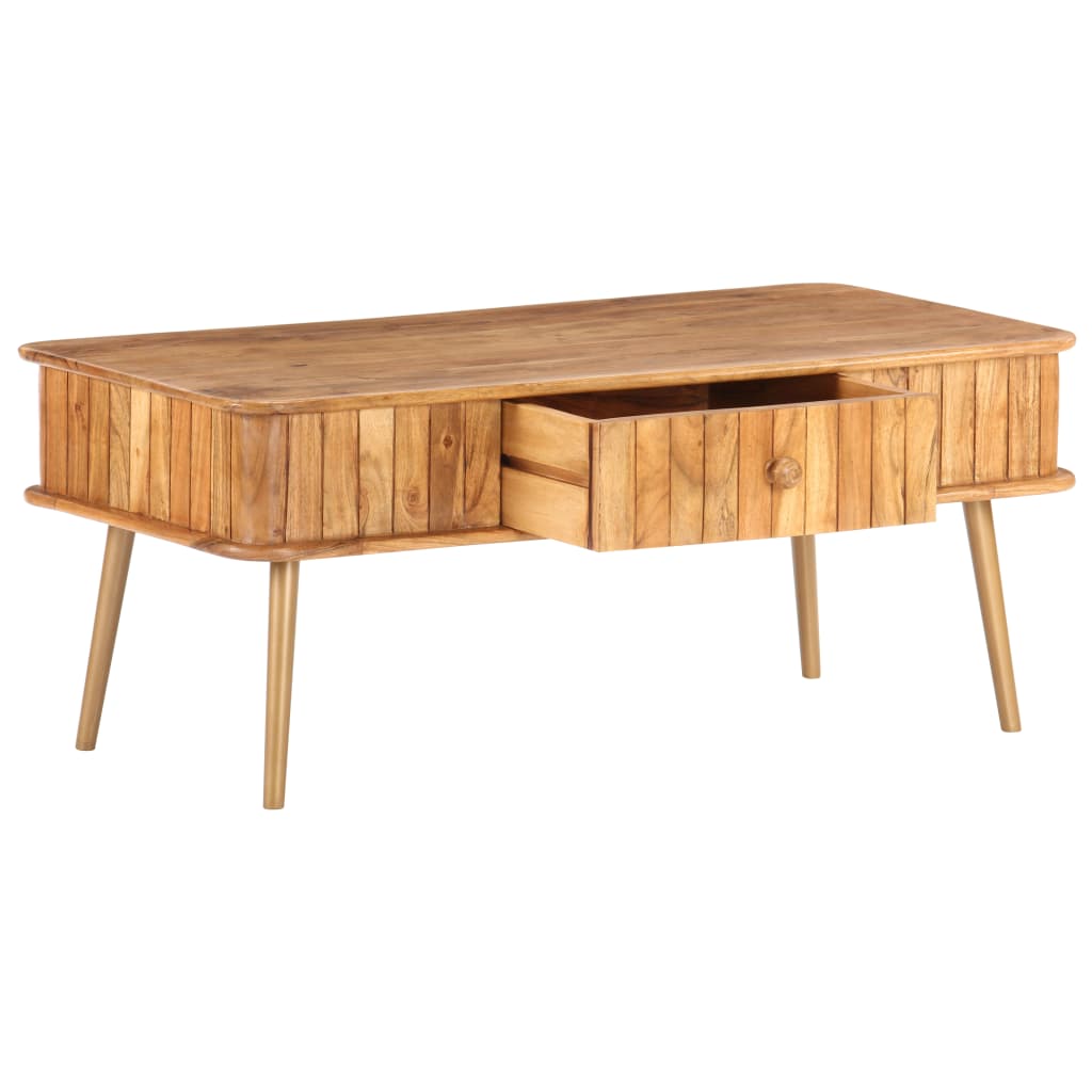 vidaXL Coffee Table 39.4"x19.7"x15.7" Solid Acacia Wood-2