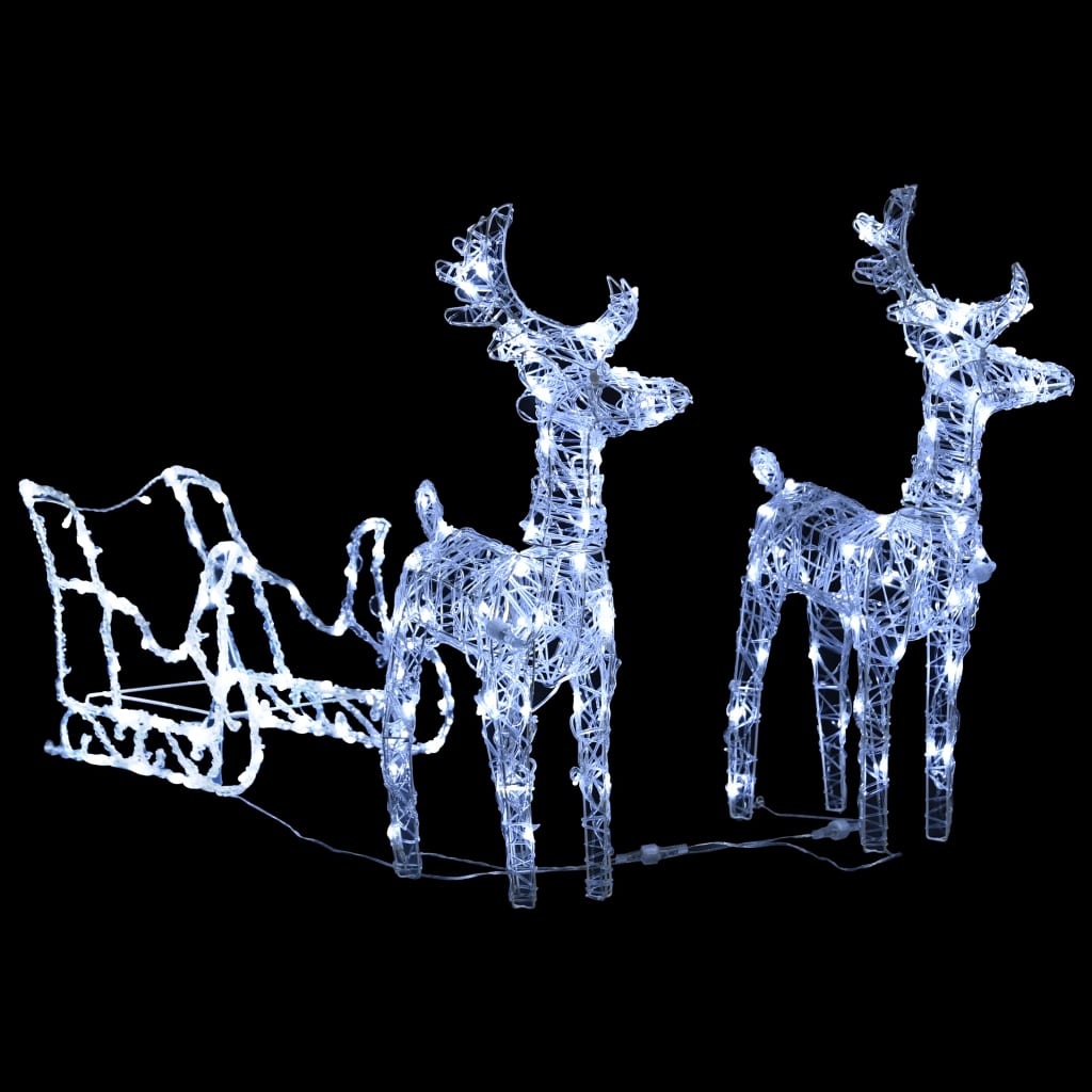 vidaXL Christmas Decoration Lighted Reindeer and Sleigh with LEDs Acrylic-46