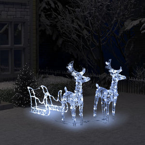 vidaXL Christmas Decoration Lighted Reindeer and Sleigh with LEDs Acrylic-52