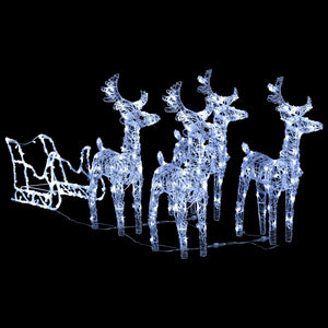 vidaXL Christmas Decoration Lighted Reindeer and Sleigh with LEDs Acrylic-27