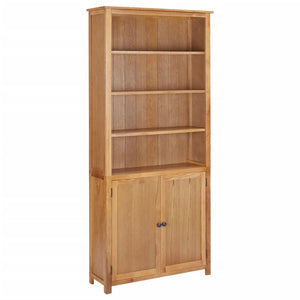 vidaXL Bookshelf Bookcase with 2 Doors Cabinet with Display Solid Oak Wood-8