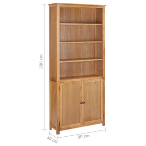 vidaXL Bookshelf Bookcase with 2 Doors Cabinet with Display Solid Oak Wood-16