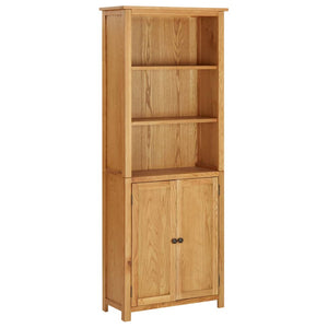 vidaXL Bookshelf Bookcase with 2 Doors Cabinet with Display Solid Oak Wood-15