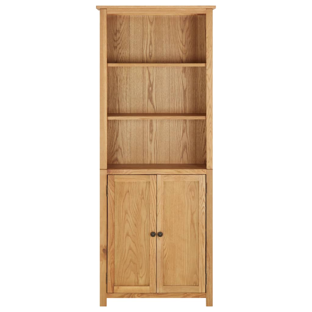 vidaXL Bookshelf Bookcase with 2 Doors Cabinet with Display Solid Oak Wood-17