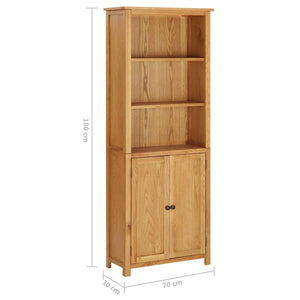 vidaXL Bookshelf Bookcase with 2 Doors Cabinet with Display Solid Oak Wood-3