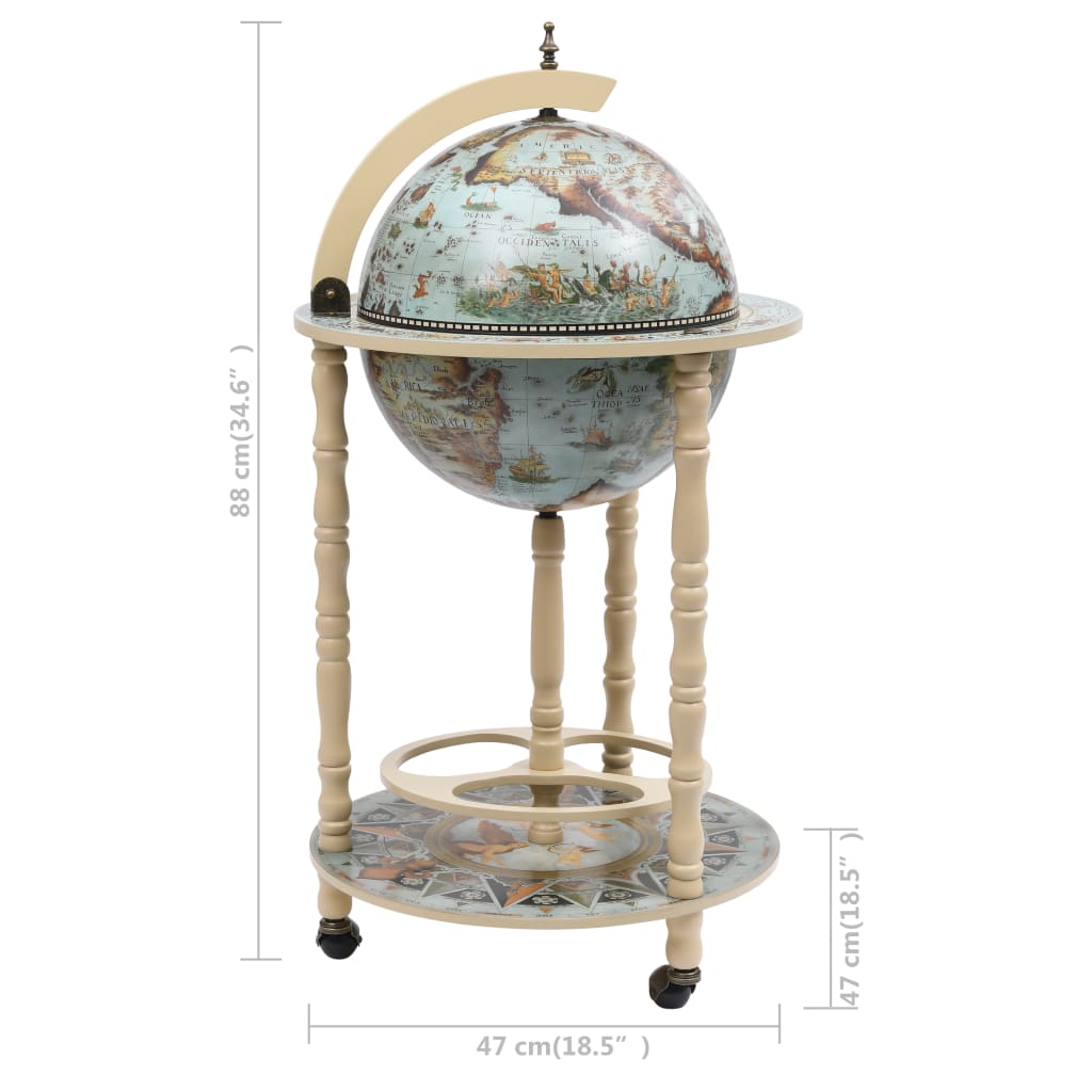 vidaXL Globe Bar Cart Globe Wine Bar Liquor Bar Cabinet Solid Eucalyptus Wood-7