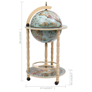 vidaXL Globe Bar Cart Globe Wine Bar Liquor Bar Cabinet Solid Eucalyptus Wood-7