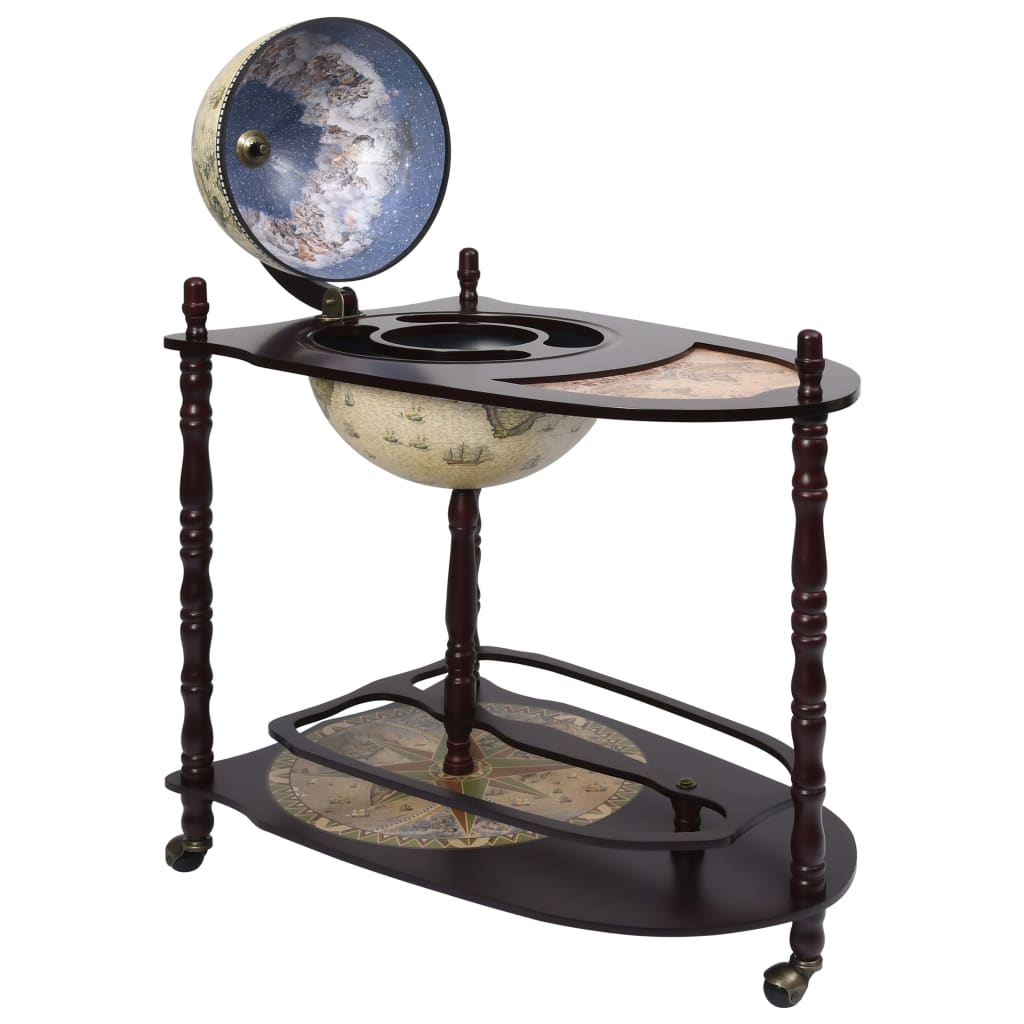 vidaXL Globe Bar Cart Globe Wine Bar Liquor Bar Cabinet Solid Eucalyptus Wood-0