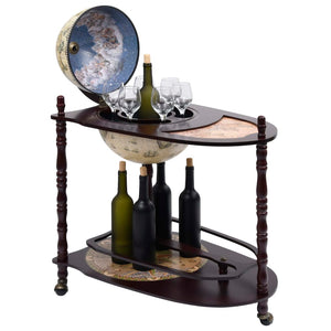 vidaXL Globe Bar Cart Globe Wine Bar Liquor Bar Cabinet Solid Eucalyptus Wood-10