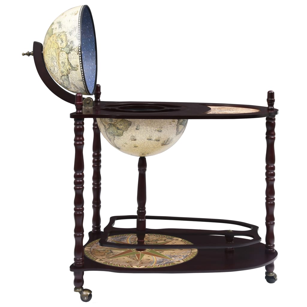 vidaXL Globe Bar Cart Globe Wine Bar Liquor Bar Cabinet Solid Eucalyptus Wood-5