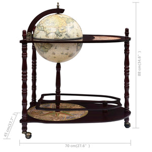 vidaXL Globe Bar Cart Globe Wine Bar Liquor Bar Cabinet Solid Eucalyptus Wood-9